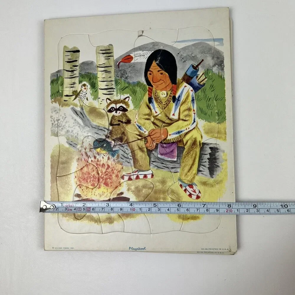 PLAYSKOOL Native American VTG 50s Puzzle Lot Indian  80-6A 6B USA Golden Press